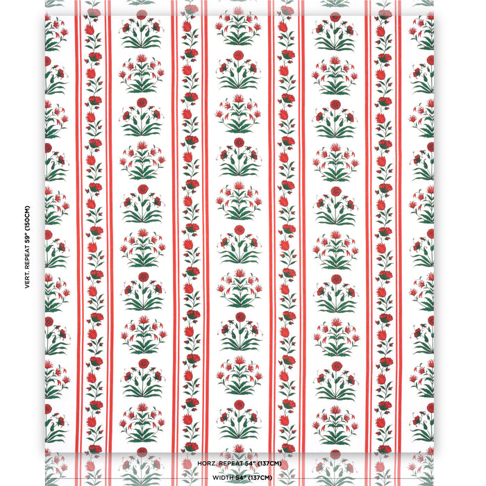 Schumacher Royal Poppy Stripe Red Fabric 180671