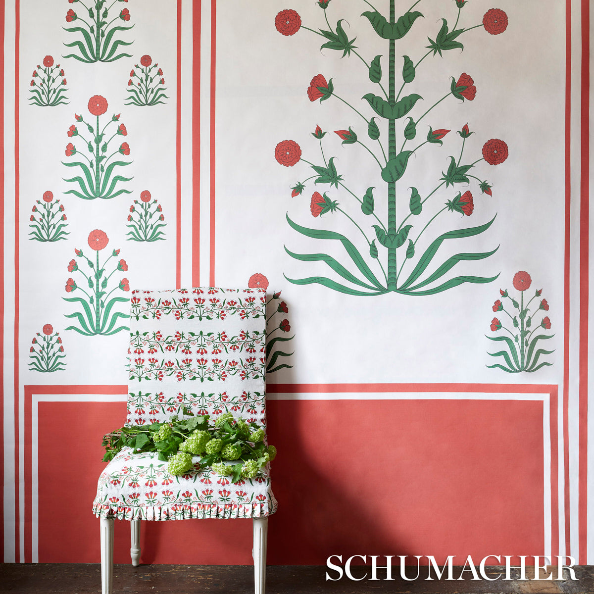Schumacher Himalaya Hand Block Print Pink Fabric 180690