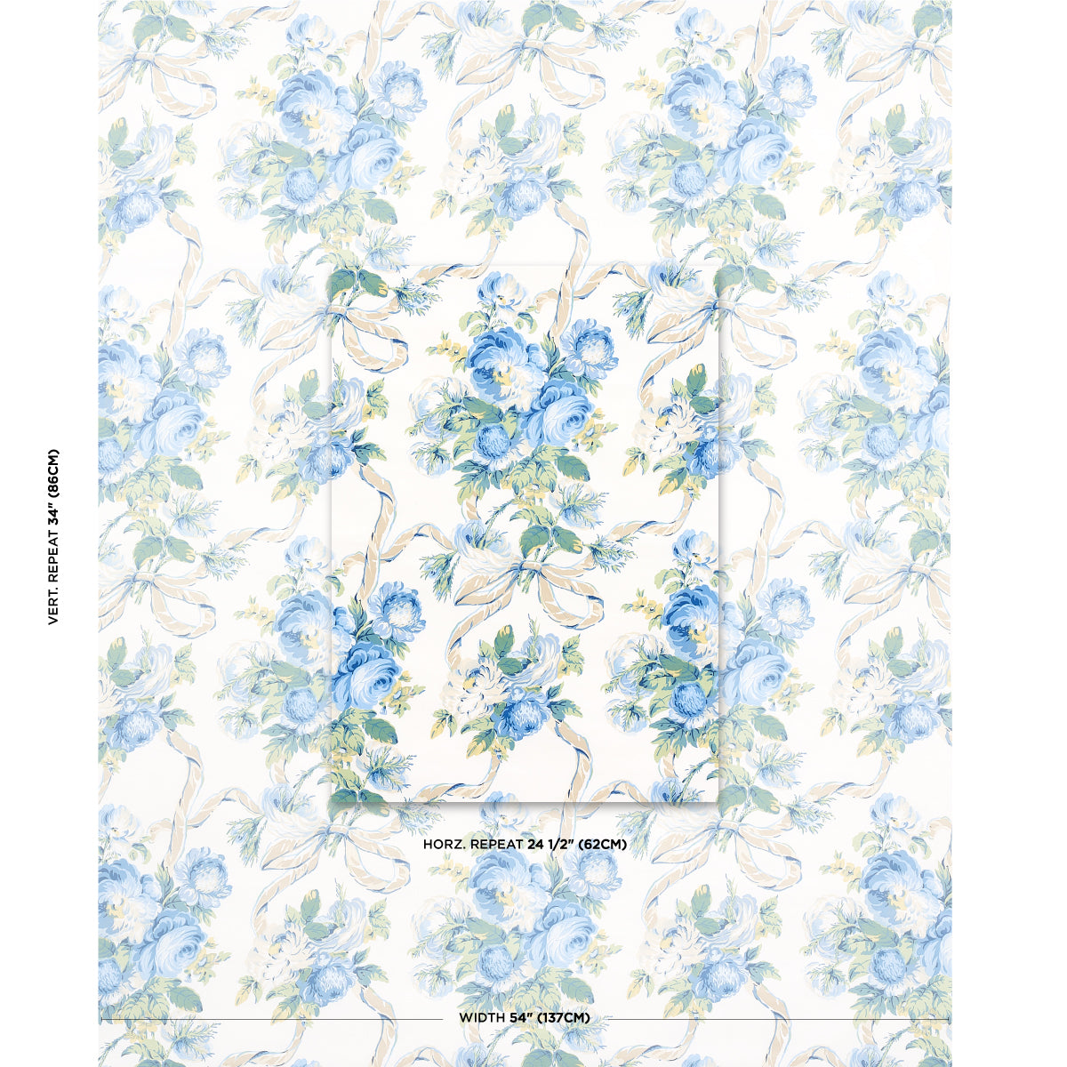 Schumacher Queenies Floral Chintz Porcelain Fabric 180810