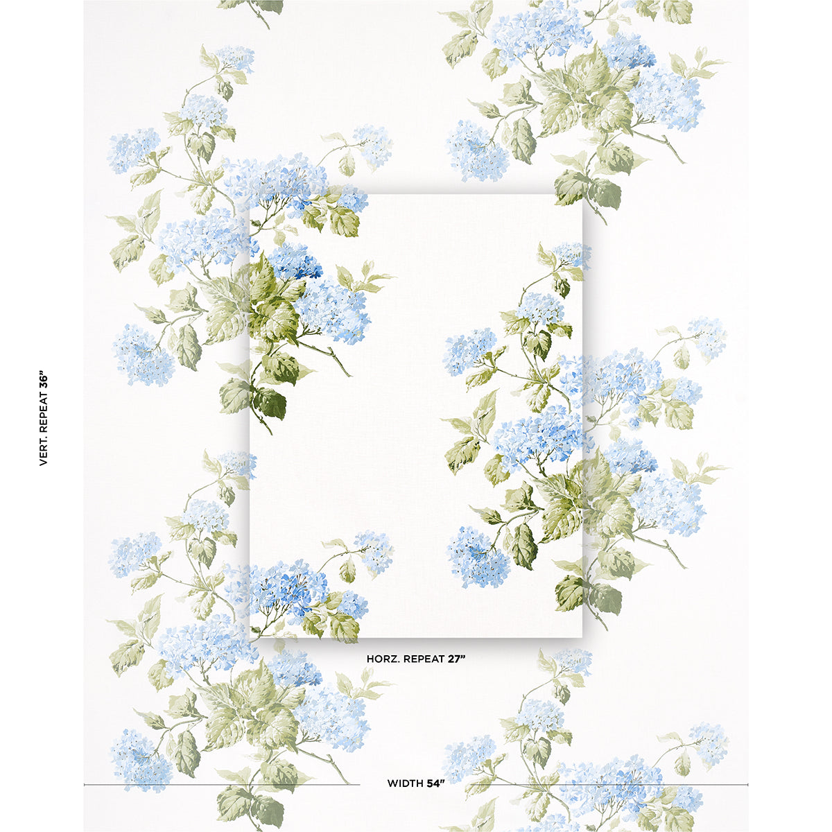 Schumacher Summer Hydrangea Blue Hydrangea Fabric Sample 180822