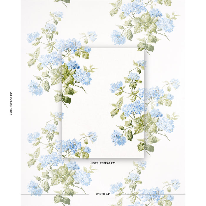 Schumacher Summer Hydrangea Blue Hydrangea Fabric Sample 180822