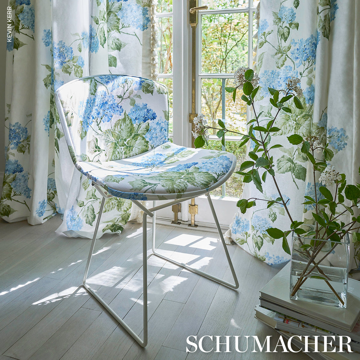 Schumacher Summer Hydrangea Blue Hydrangea Fabric Sample 180822
