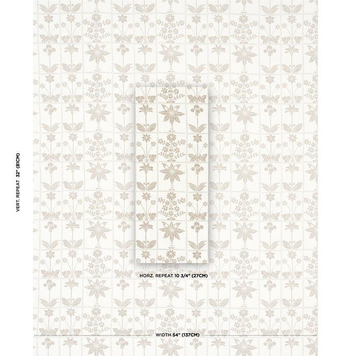 Schumacher Georgia Wildflowers Neutral Fabric Sample 180891
