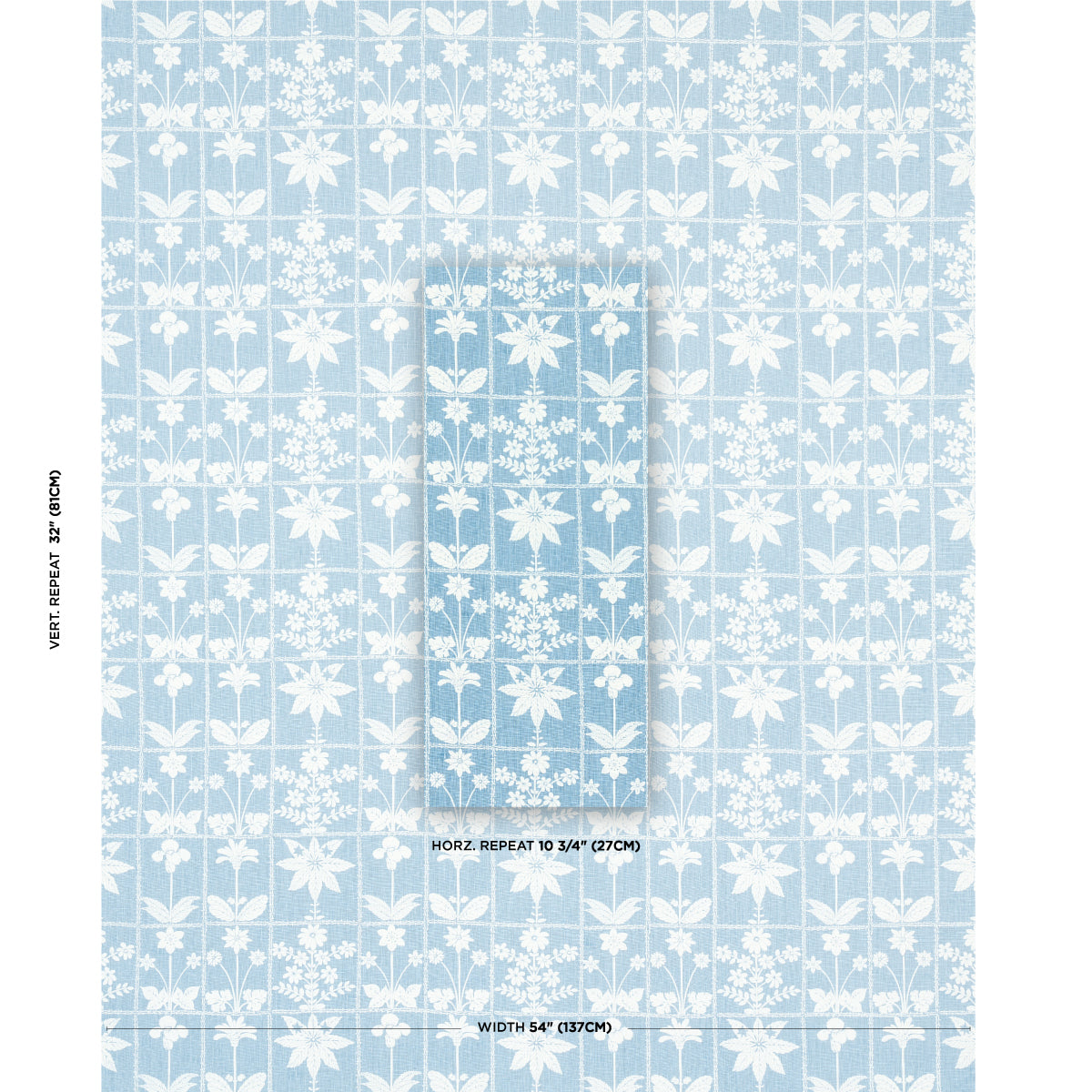 Schumacher Georgia Wildflowers Blue Fabric Sample 180892
