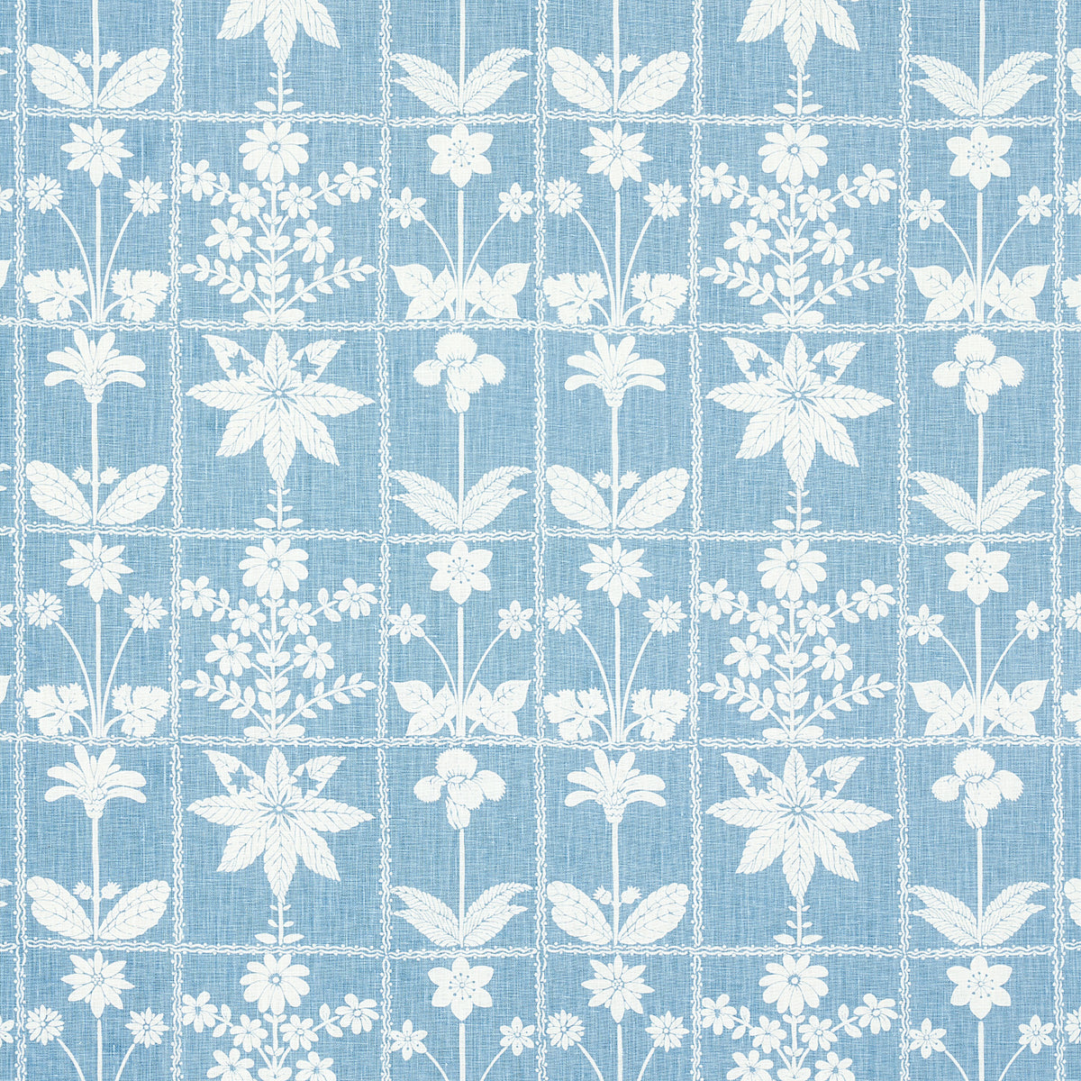 Schumacher Georgia Wildflowers Blue Fabric Sample 180892