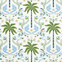 Schumacher Island Palm Indoor/Outdoor Blue & Green Fabric 180980