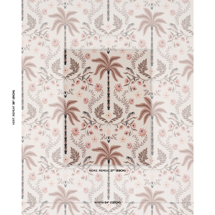 Schumacher Island Palm Indoor/Outdoor Peach & Brown Fabric 180982