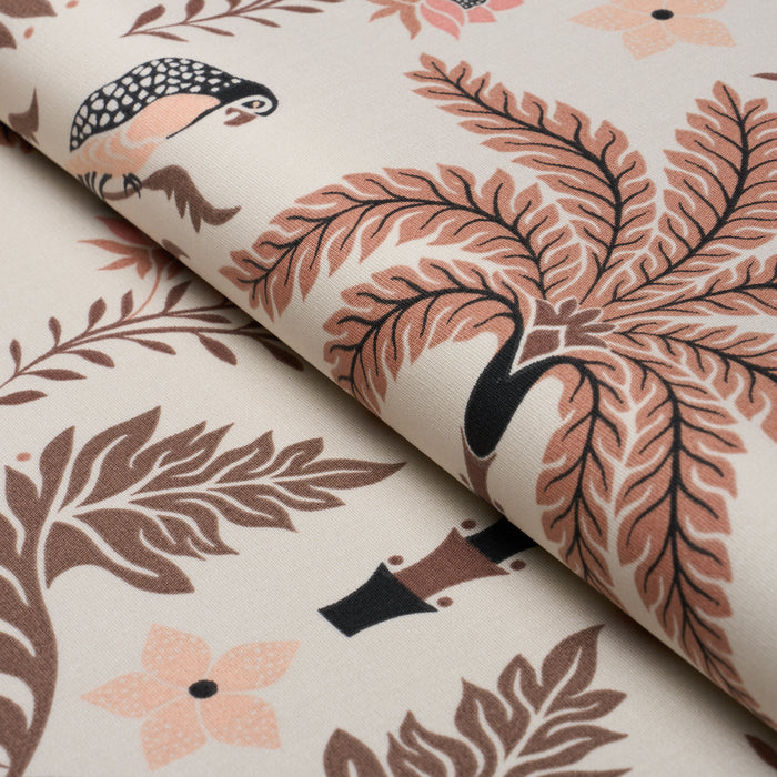 Schumacher Island Palm Indoor/Outdoor Peach & Brown Fabric Sample 180982