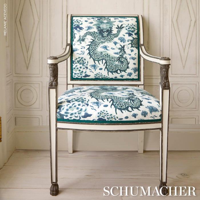 Schumacher Empress Dragon Delft Fabric 181030