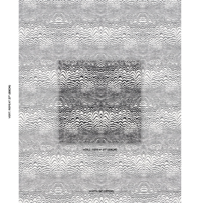 Schumacher Ink Wave Print Indoor/Outdoor Black Fabric Sample 181052