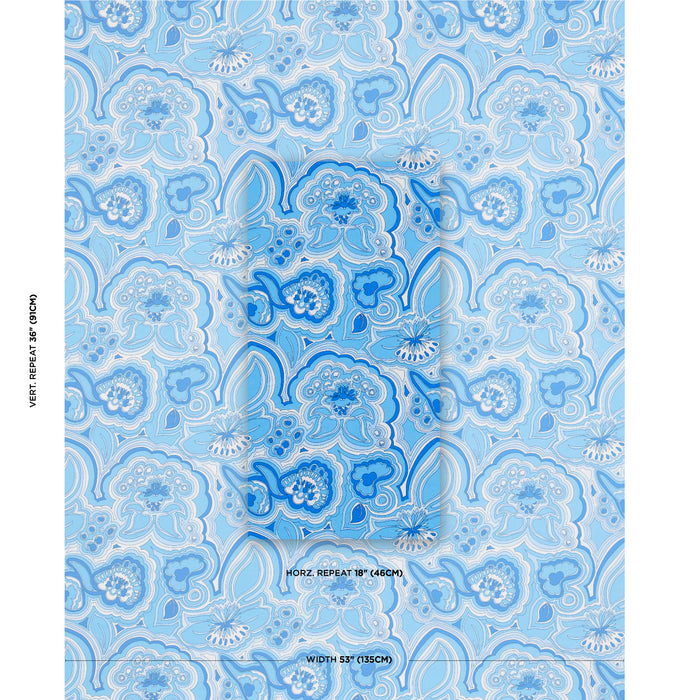 Schumacher Morning Sunrise Indoor/Outdoor Horizon Blue Fabric 181060