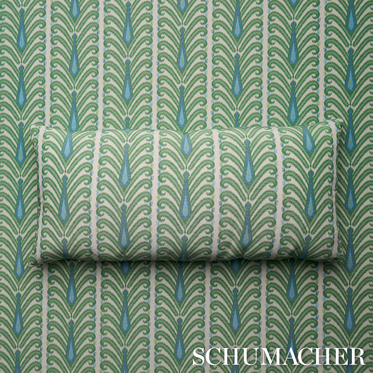 Schumacher Augustine Ikat Leaf Fabric 181271