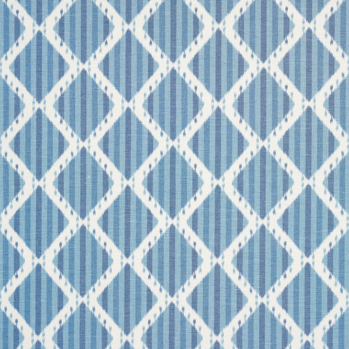 Schumacher Kai Striped Ikat Blue Fabric 181290