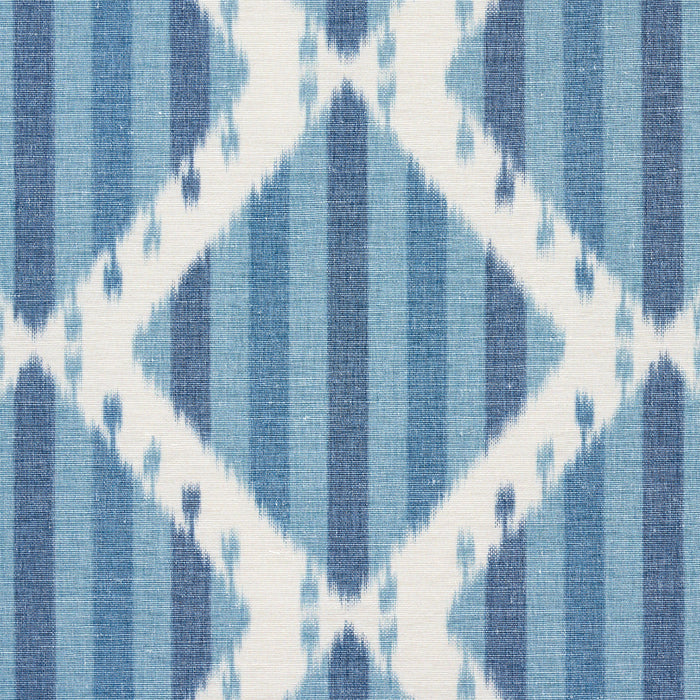 Schumacher Kai Striped Ikat Blue Fabric 181290