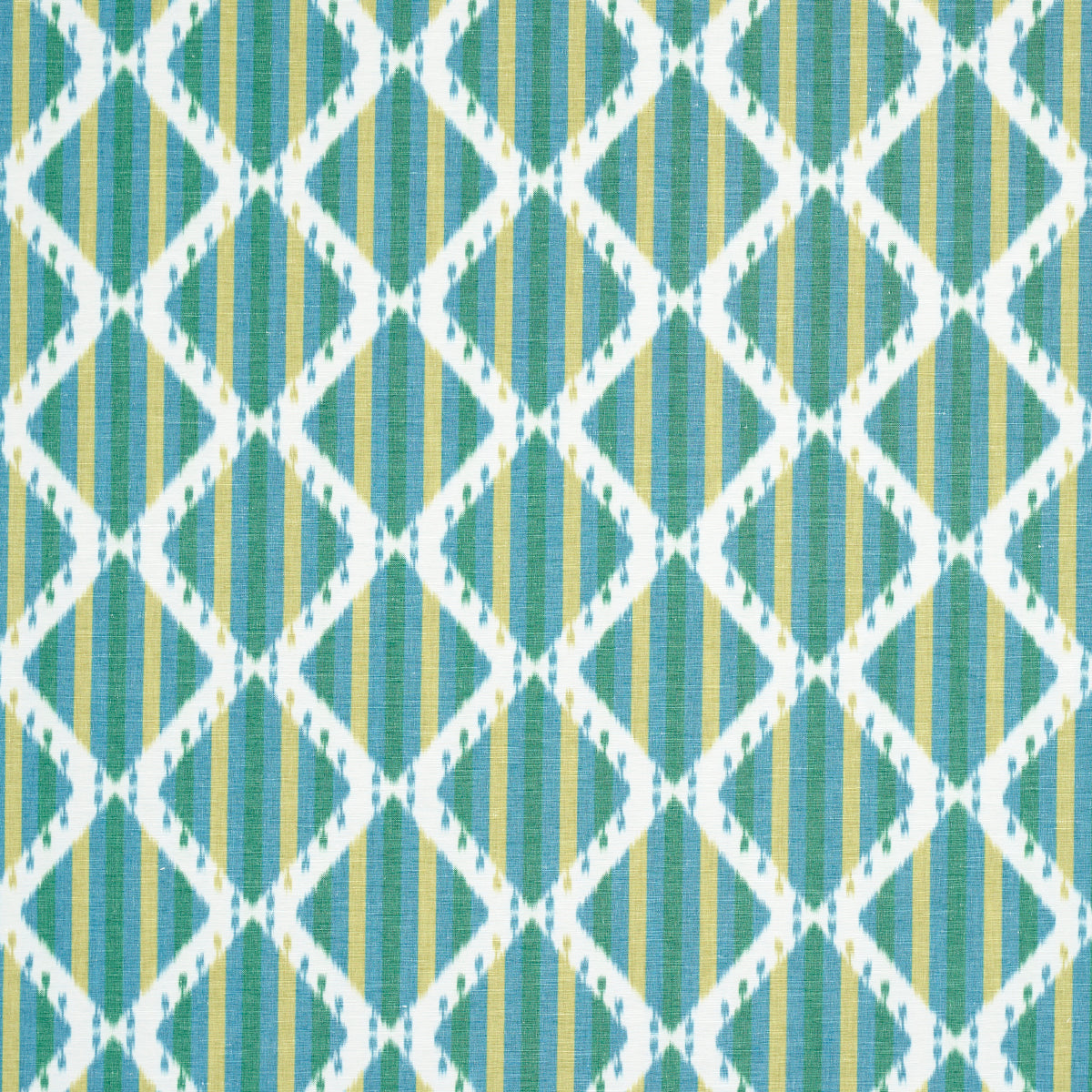 Schumacher Kai Striped Ikat Green Fabric 181291