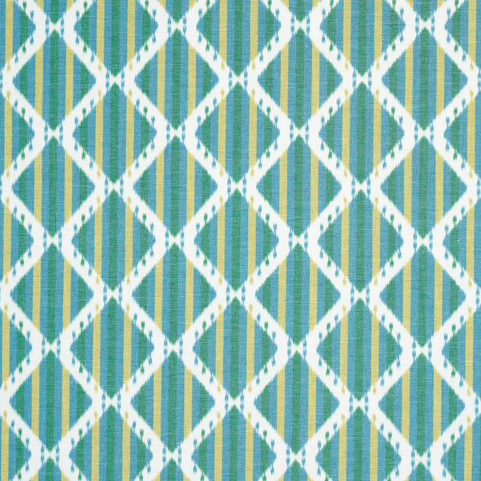 Schumacher Kai Striped Ikat Green Fabric 181291