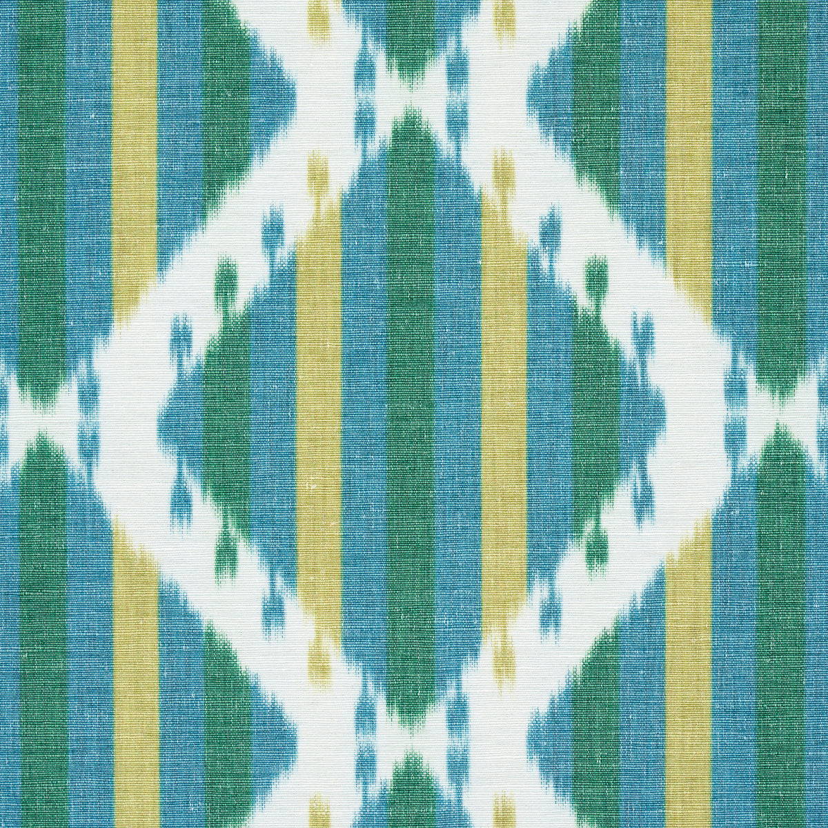 Schumacher Kai Striped Ikat Green Fabric 181291