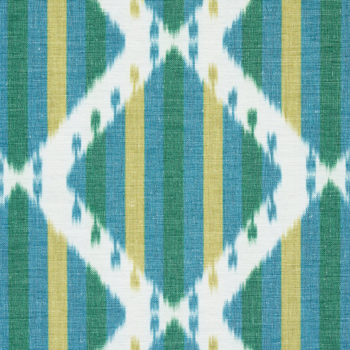 Schumacher Kai Striped Ikat Green Fabric 181291
