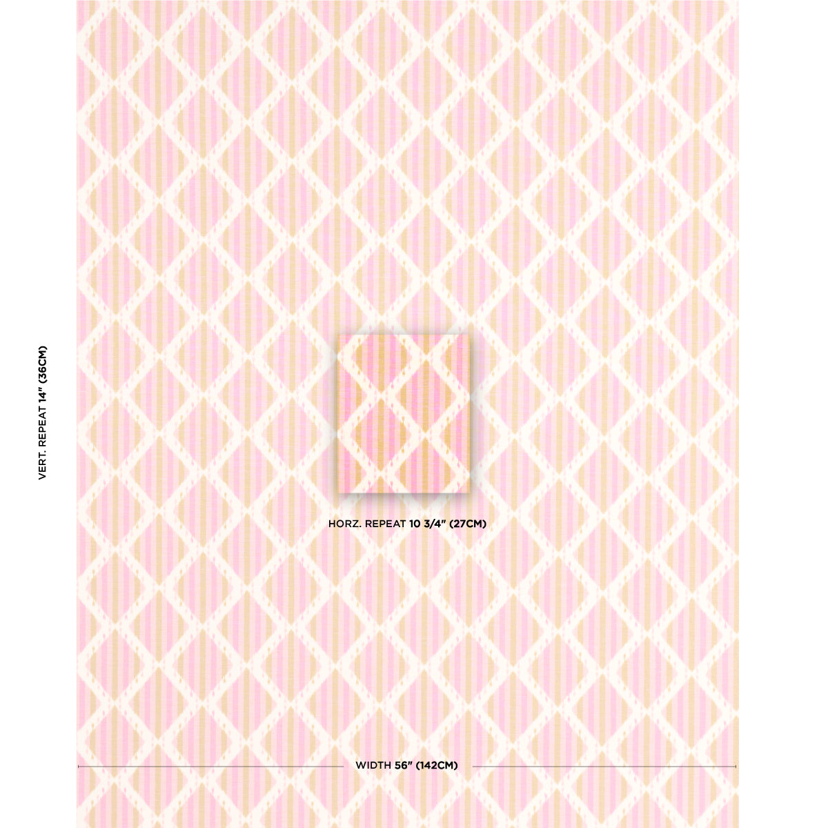 Schumacher Kai Striped Ikat Pink Fabric Sample 181292