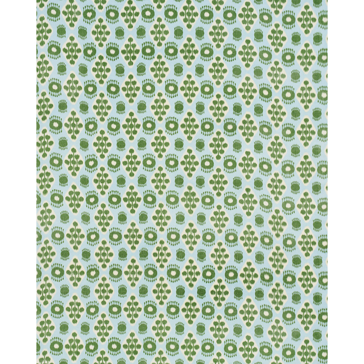 Schumacher Hamilton Ikat Blue And Leaf Fabric Sample 181300