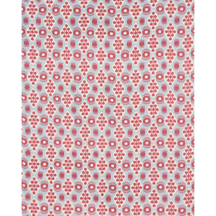 Schumacher Hamilton Ikat Sky And Cherry Fabric 181301