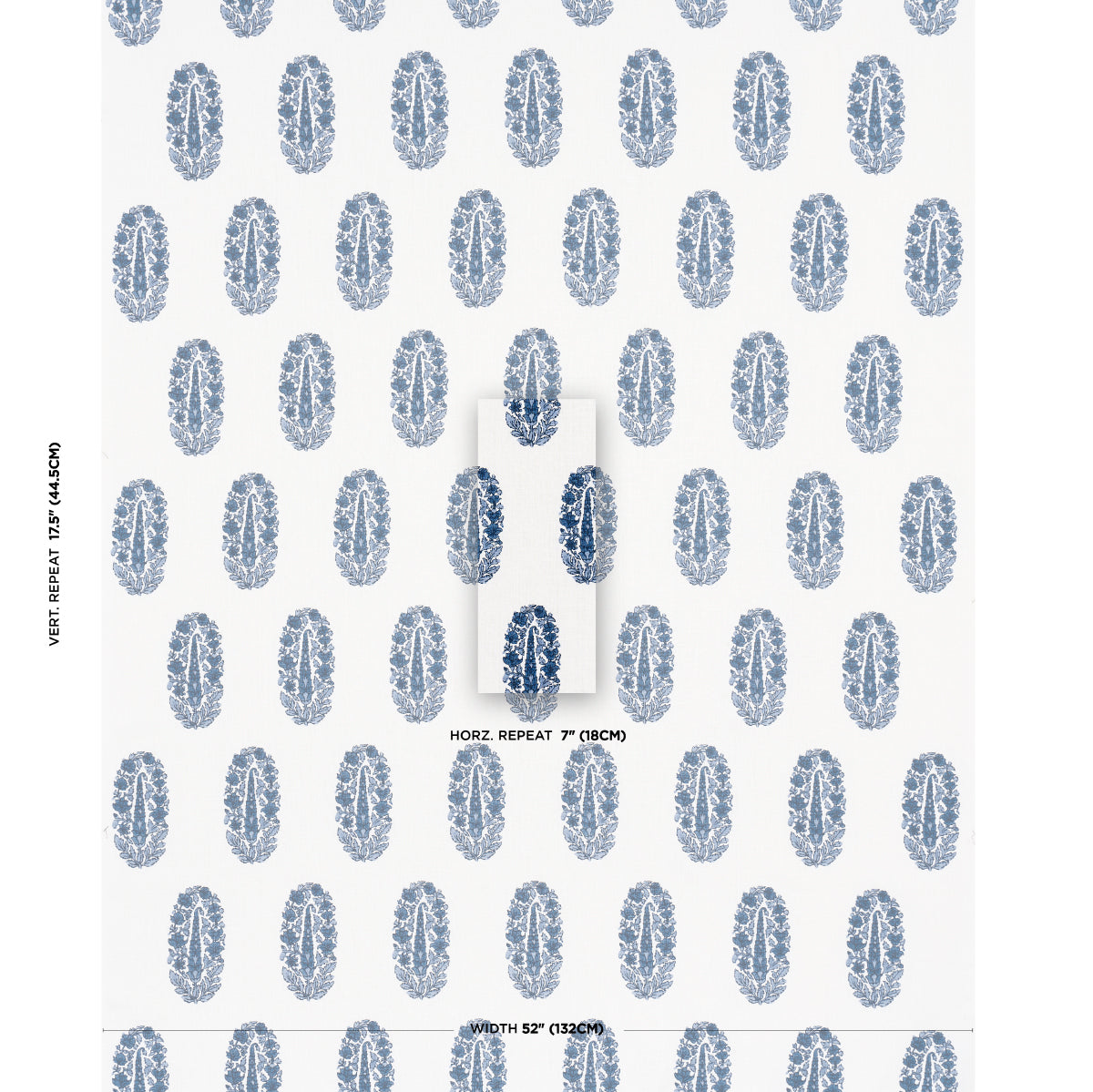 Schumacher Askandra Flower Delft Fabric Sample 181361