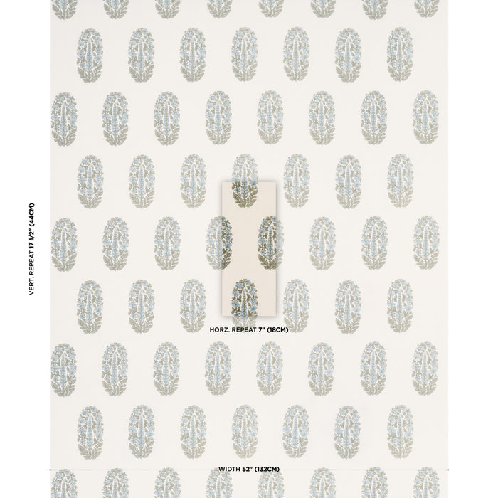 Schumacher Askandra Flower Aquamarine Fabric 181363
