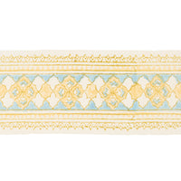 Schumacher Amira Hand Block Printed Tape Yellow & Aqua Trim 181370