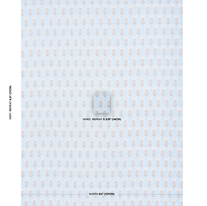 Schumacher Mia Tulip Sky & Sand Fabric Sample 181390