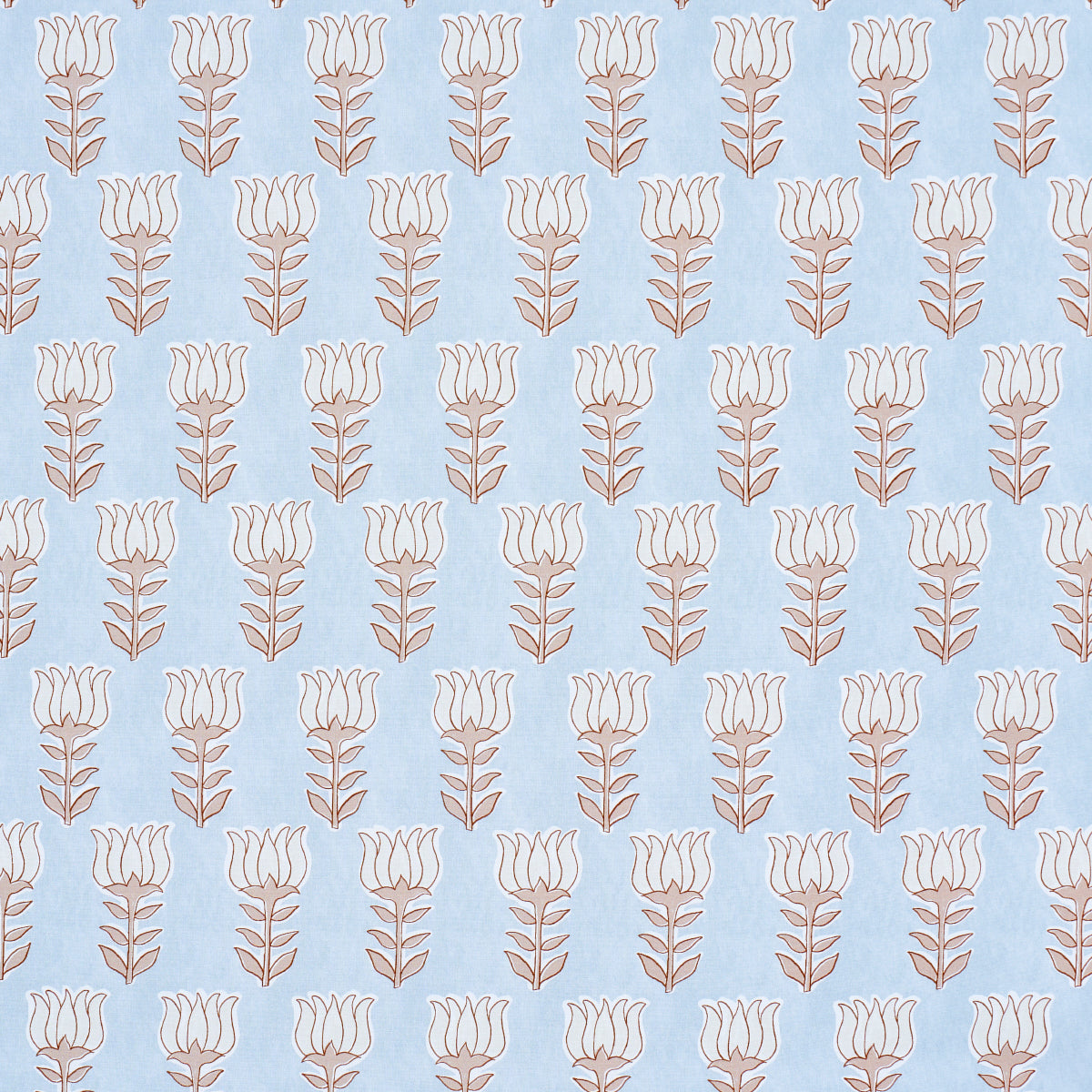 Schumacher Mia Tulip Sky & Sand Fabric Sample 181390