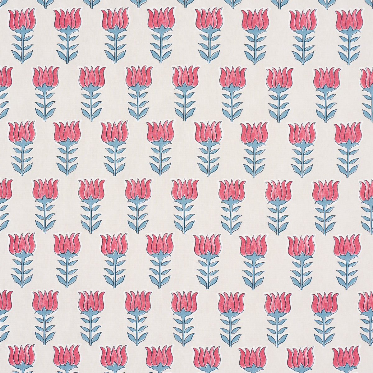 Schumacher Mia Tulip Delft & Crimson Fabric Sample 181392