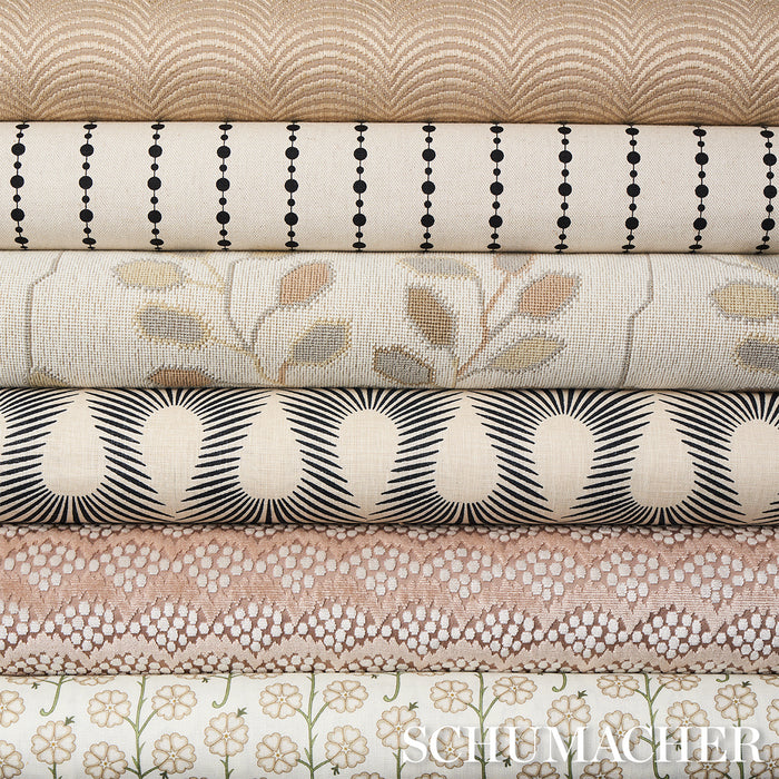 Schumacher Beaded Stripe Black And Cream Fabric Sample 181430