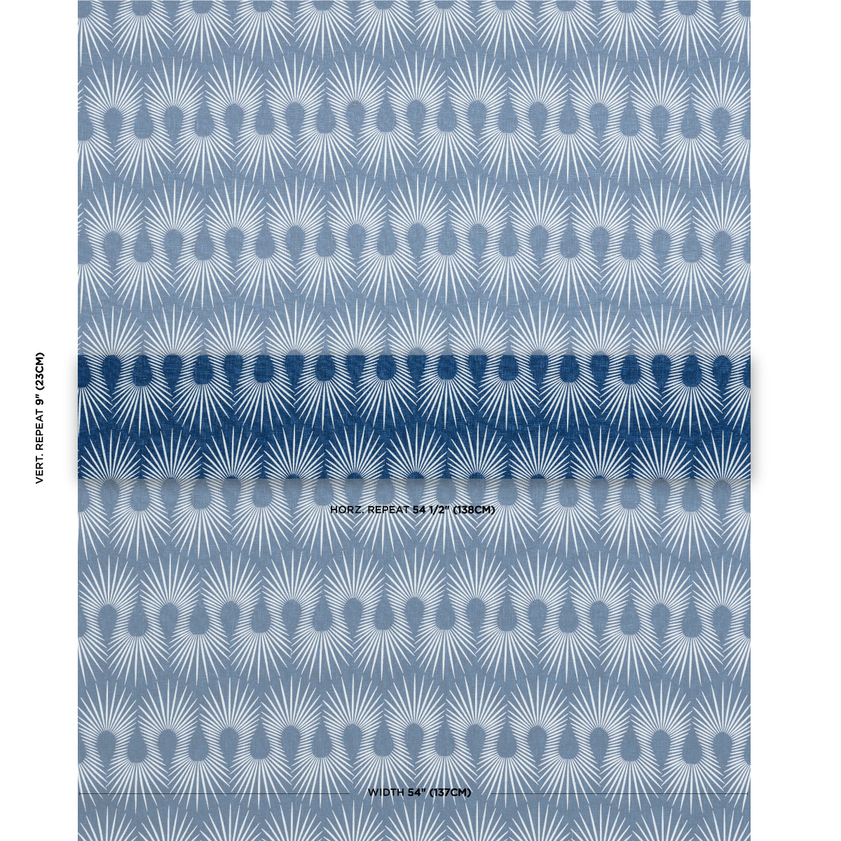 Schumacher Hedgehog Denim White Fabric Sample 181450
