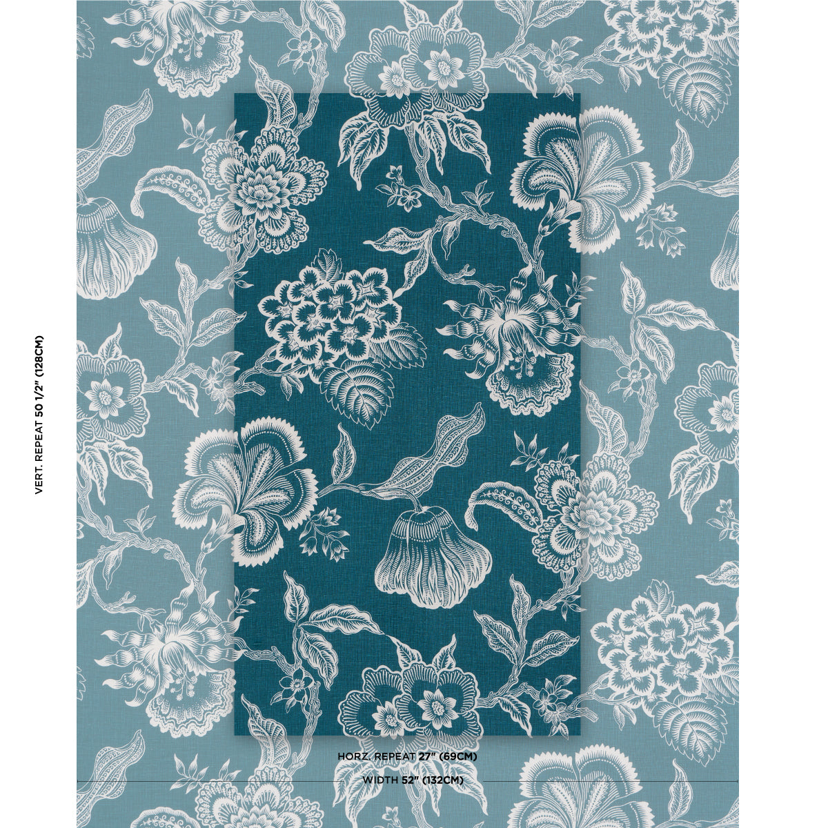 Schumacher Hothouse Flowers Silhouette Peacock Fabric Sample 181480