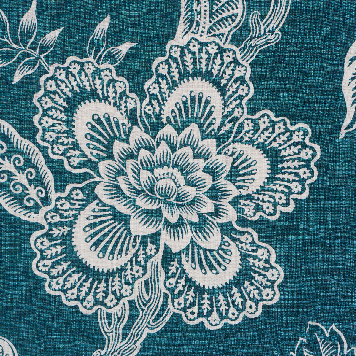Schumacher Hothouse Flowers Silhouette Peacock Fabric 181480