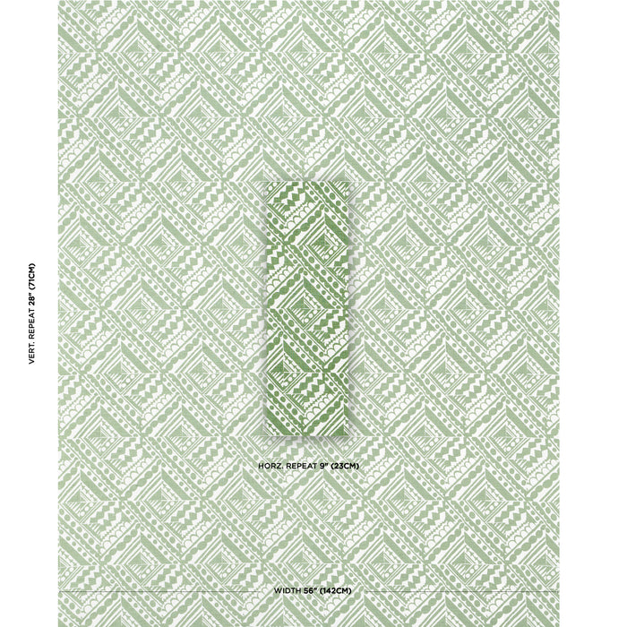 Schumacher Topsy Turvy Green Fabric Sample 181491