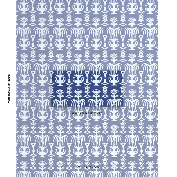 Schumacher Fountain Grass Blues Fabric Sample 181501