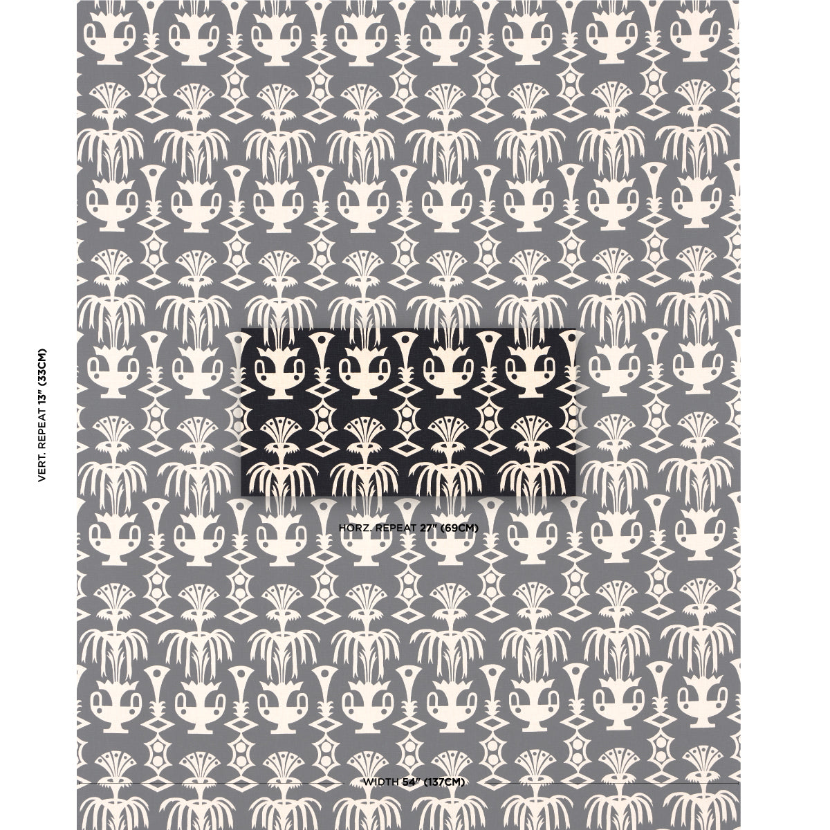Schumacher Fountain Grass Black Fabric 181502