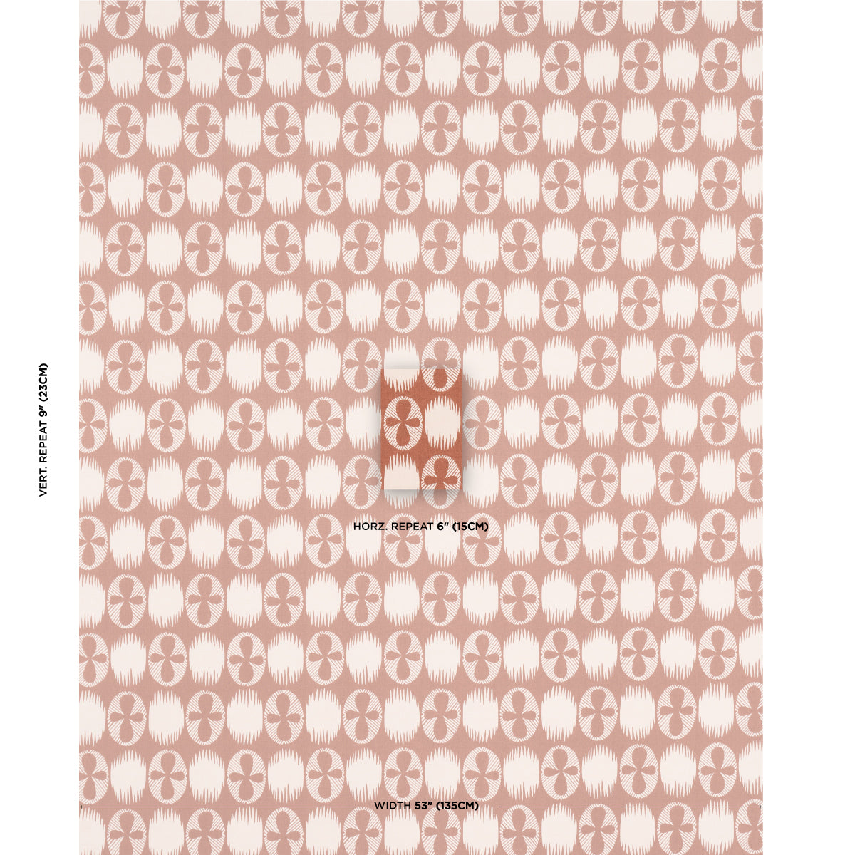Schumacher Lunaria Blush On Terracotta Fabric Sample 181511