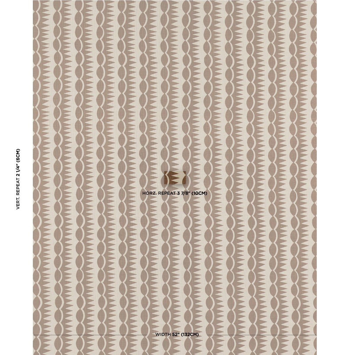 Schumacher Dagger Stripe Brown On Natural Fabric 181530