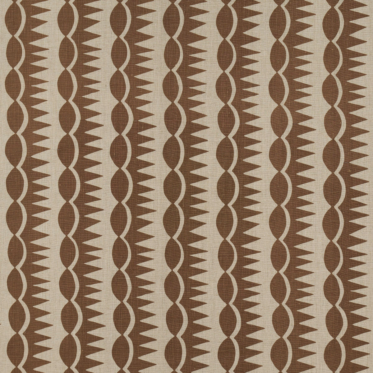 Schumacher Dagger Stripe Brown On Natural Fabric 181530