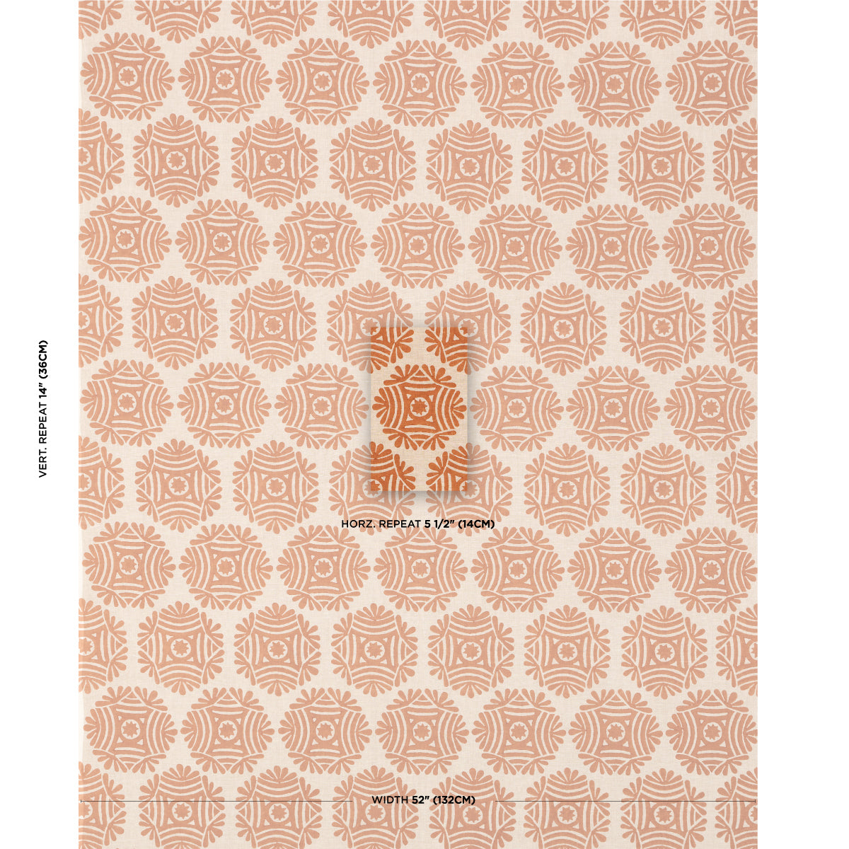 Schumacher Gilded Star Block Print Cinnamon Fabric Sample 181540