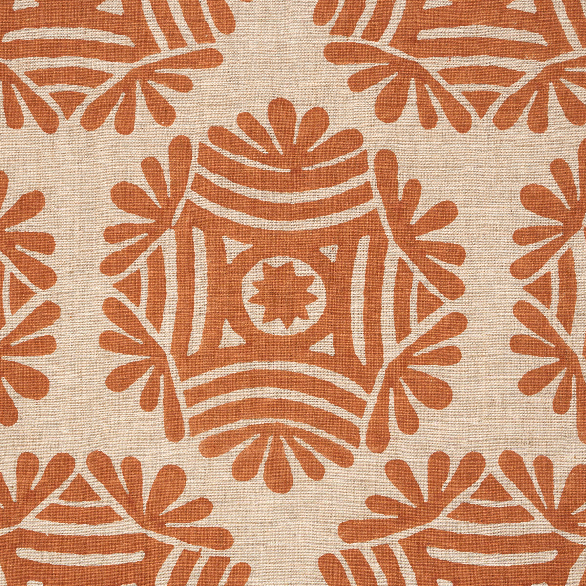 Schumacher Gilded Star Block Print Cinnamon Fabric 181540