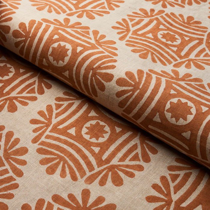 Schumacher Gilded Star Block Print Cinnamon Fabric 181540