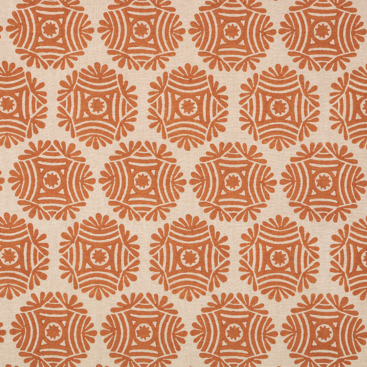 Schumacher Gilded Star Block Print Cinnamon Fabric Sample 181540