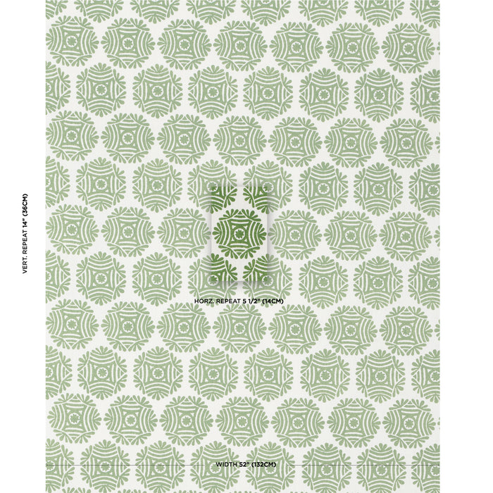 Schumacher Gilded Star Block Print Green Fabric 181542