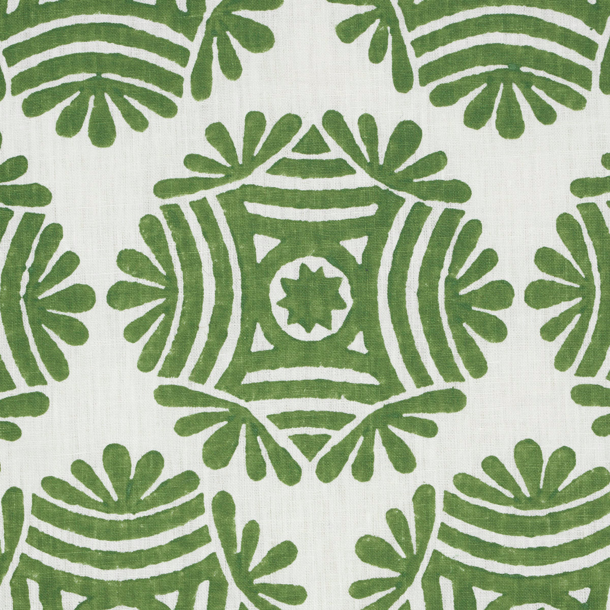 Schumacher Gilded Star Block Print Green Fabric 181542