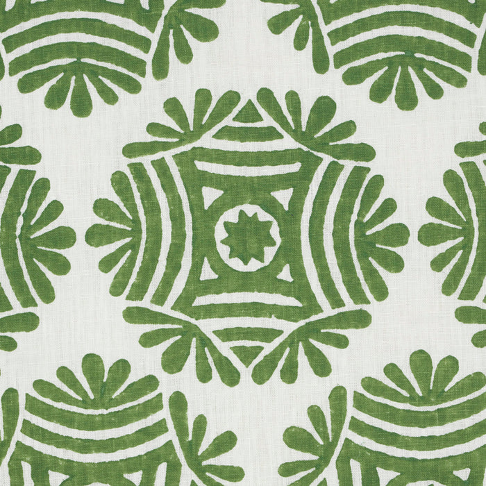 Schumacher Gilded Star Block Print Green Fabric 181542