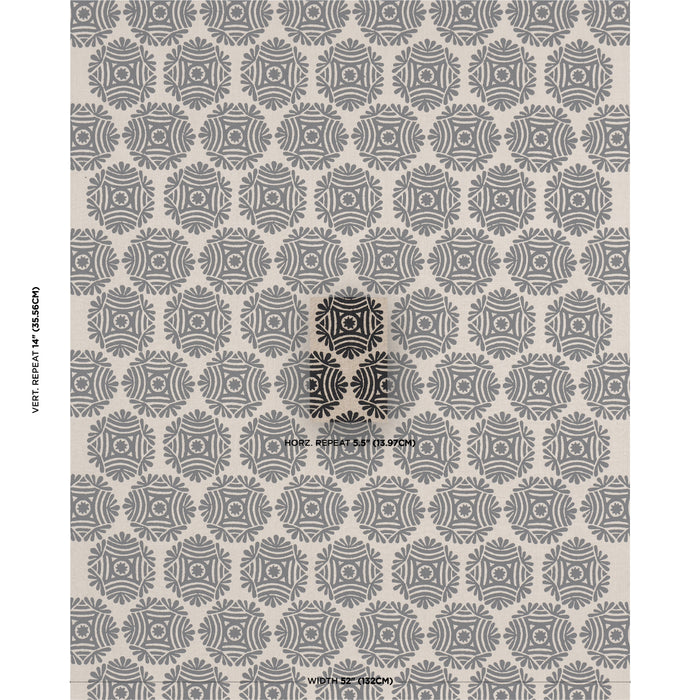 Schumacher Gilded Star Hand Block Black Fabric Sample 181543