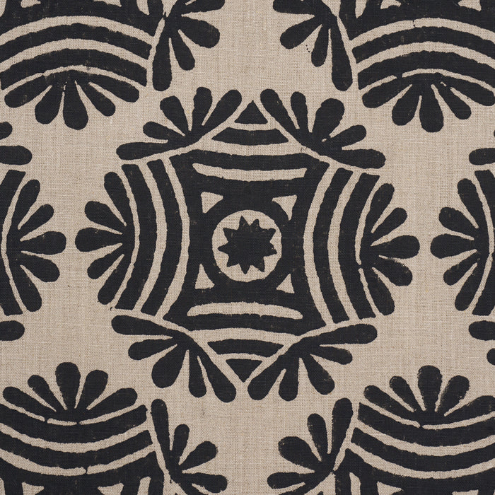 Schumacher Gilded Star Hand Block Black Fabric Sample 181543